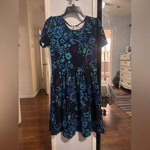 LuLaRoe Blue and Purple Floral Amelia Dress